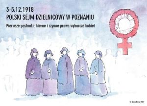 Posłanki na Sejm Dzielnicowy w Poznaniu 3.12.1918; rys. Anna Krenz